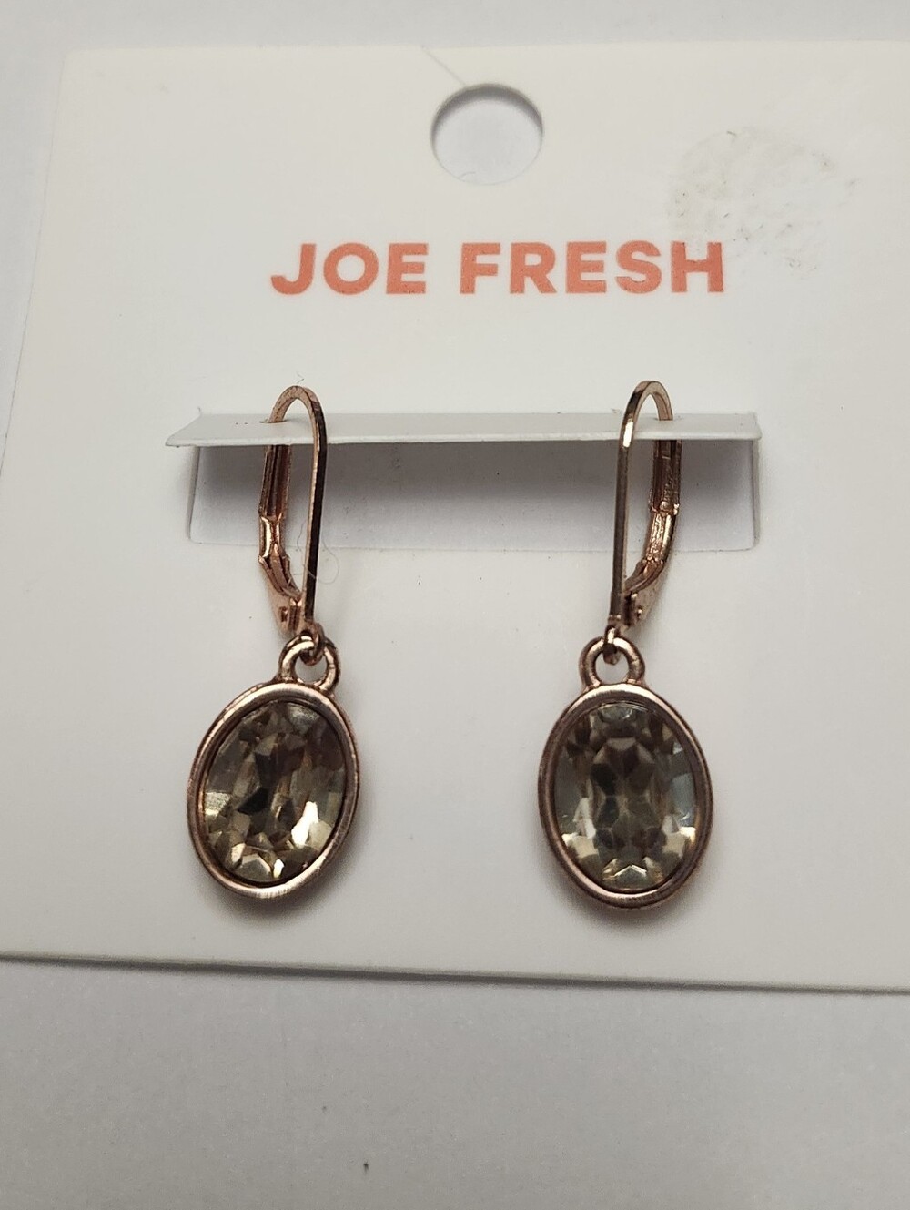 Joe Fresh Rose Gold Drop Earrings with Champagne Stones